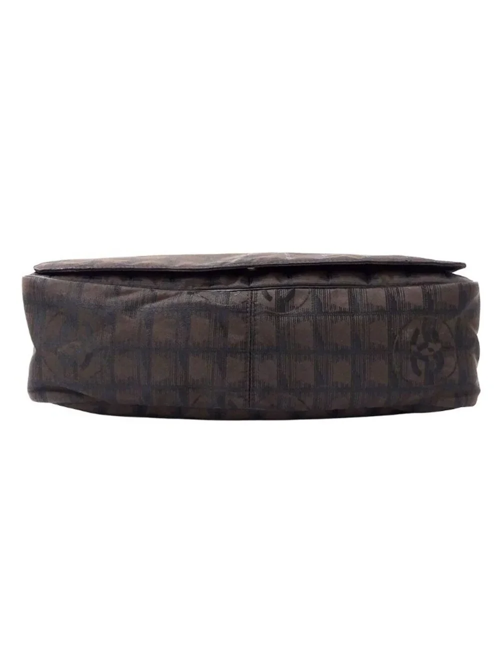 Chanel New Travel Shoulder Bag Nylon Brown Silver